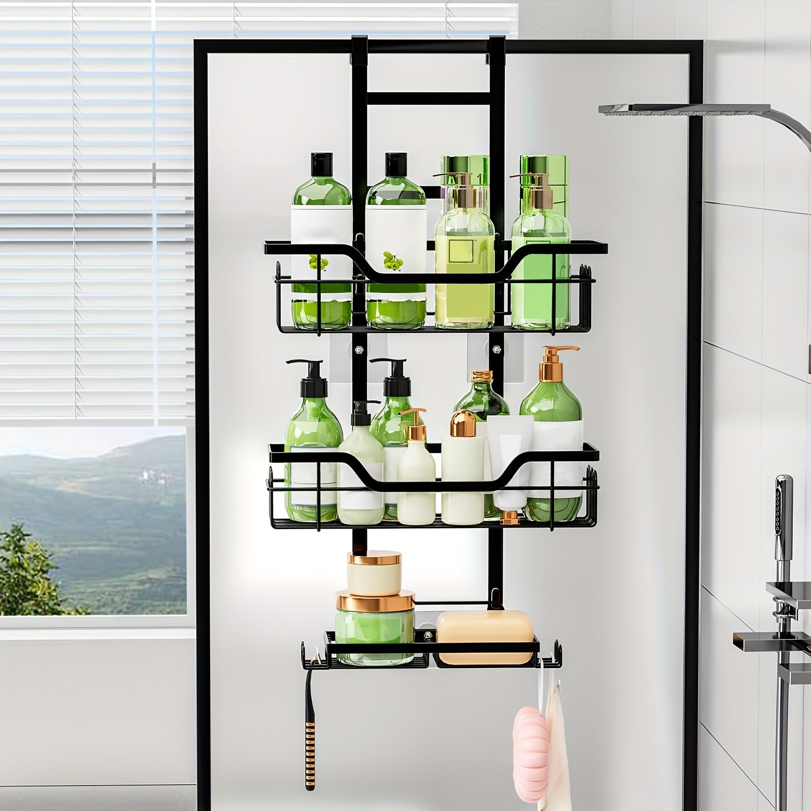 3-Tier Over-the-Door Rustproof Bathroom Shower Caddy-1