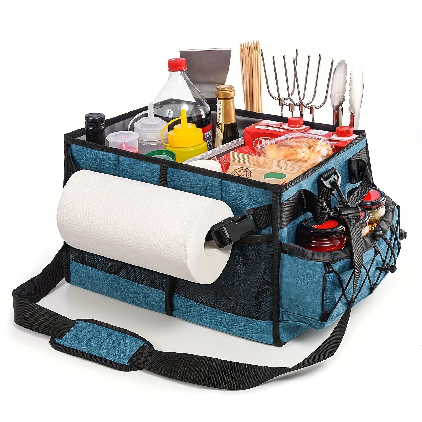 BBQ Grill Caddy with Paper Towel & Condiment Pocket-0