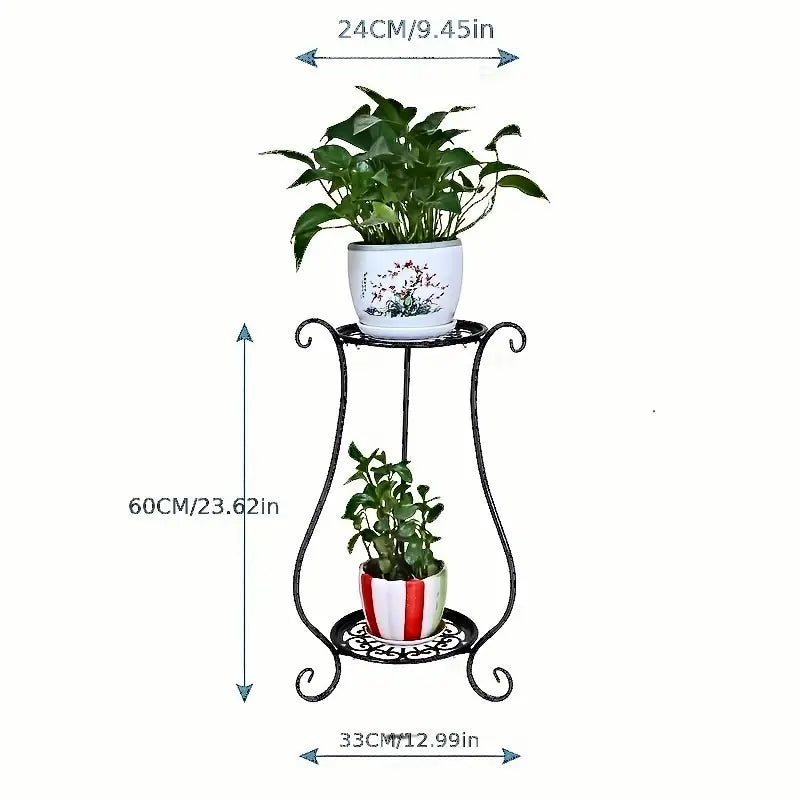 Black European Double-layer Flower Rack-3