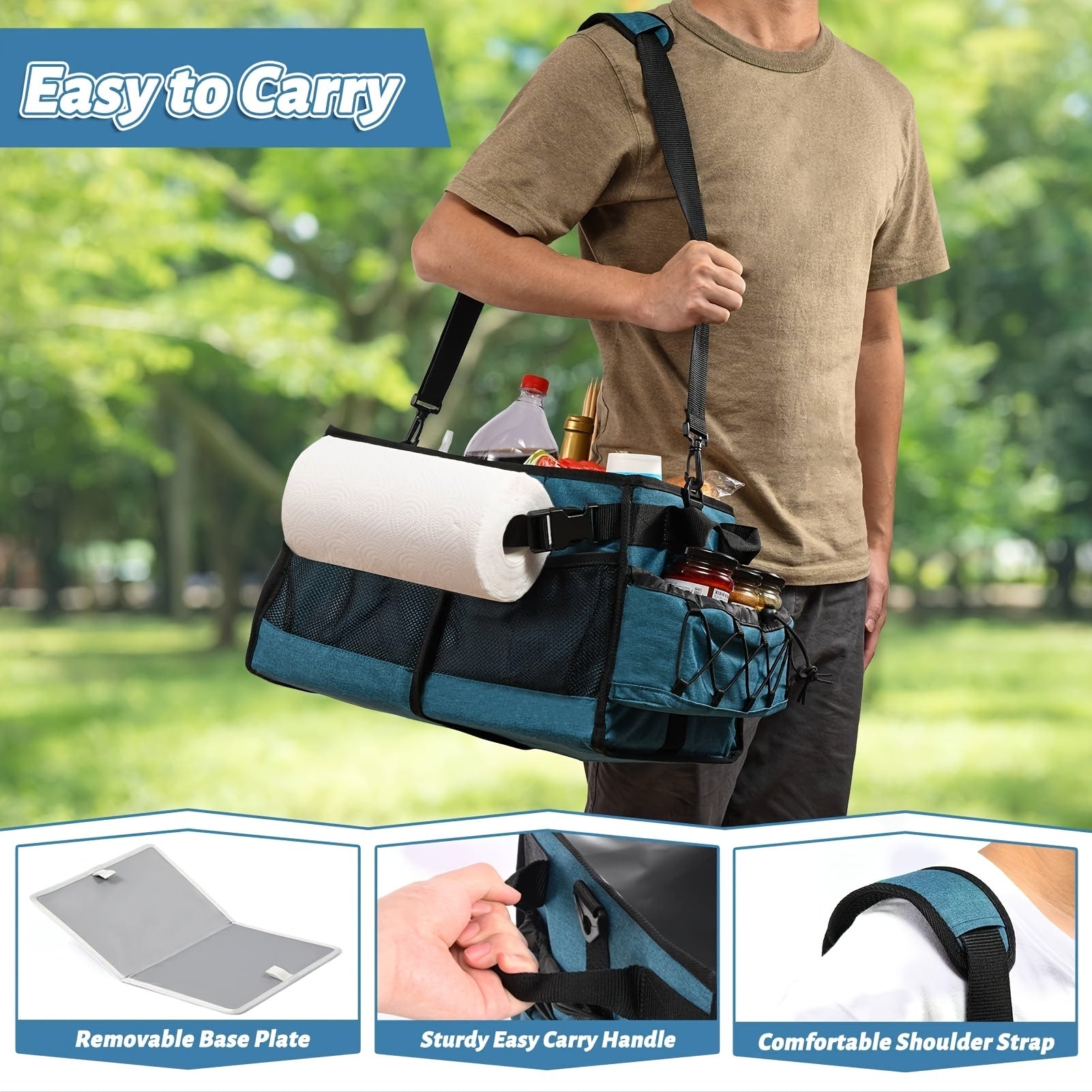 BBQ Grill Caddy with Paper Towel & Condiment Pocket-1