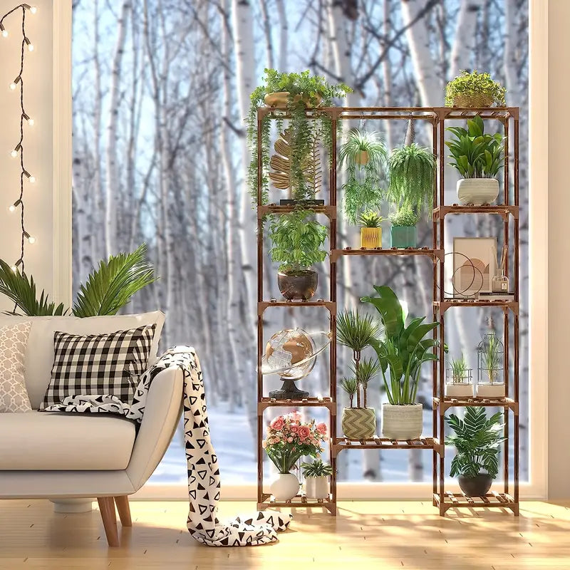Multi-layer Wooden Plant Stand - 12 Tier Flower Pot Holder Rack-2