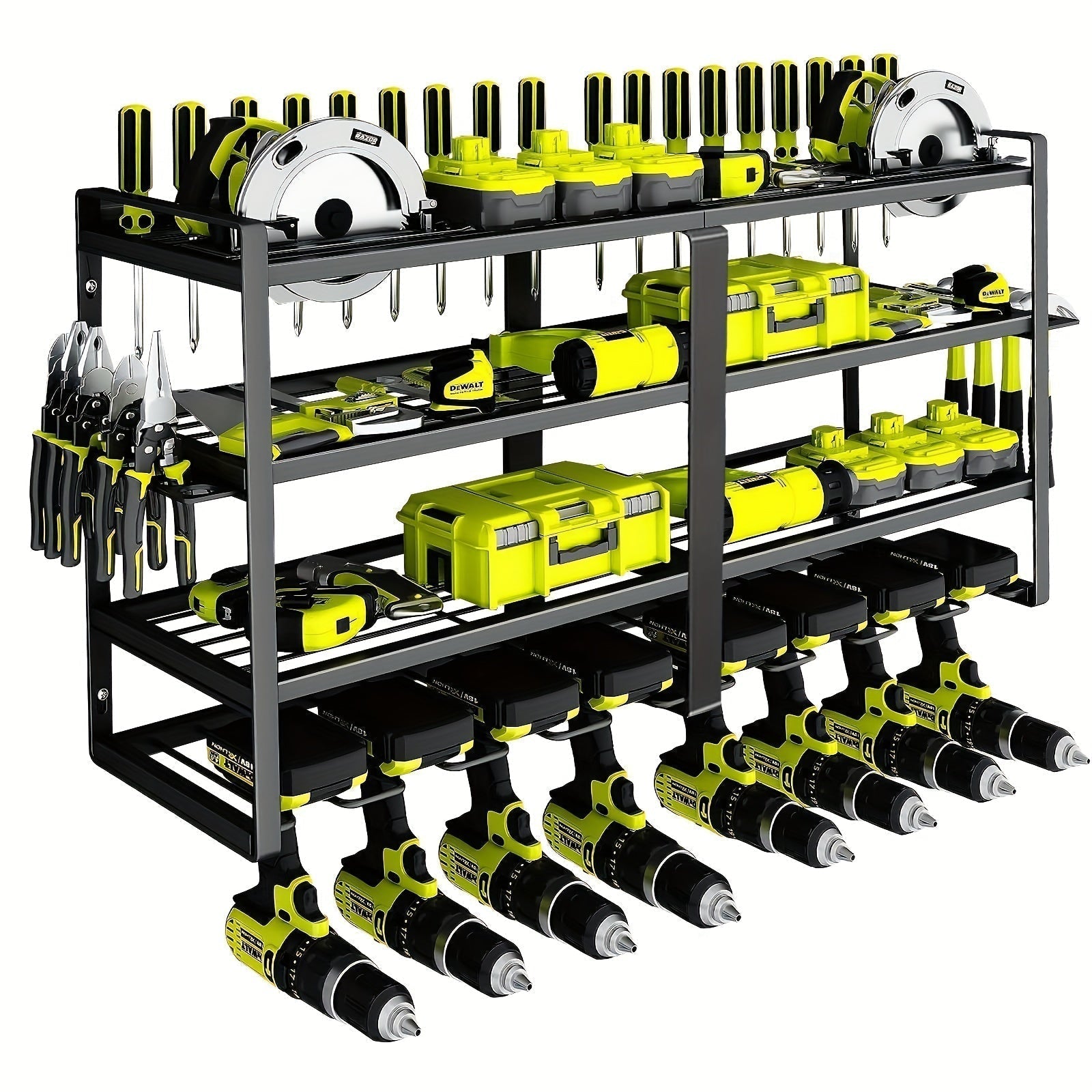 Wall Mounted 4-Tier Metal Tool Rack Organizer-0
