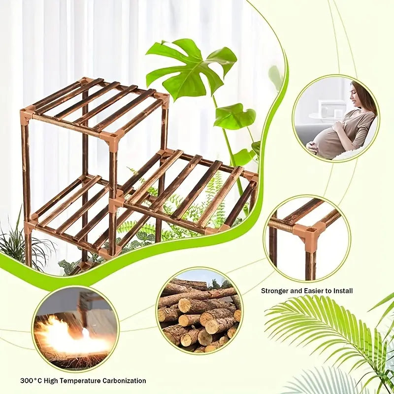 Multi-layer Wooden Plant Stand - 12 Tier Flower Pot Holder Rack-4