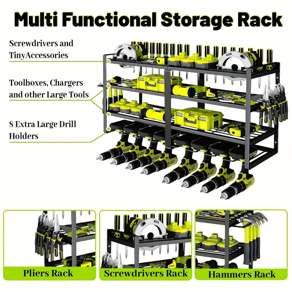 Wall Mounted 4-Tier Metal Tool Rack Organizer-1