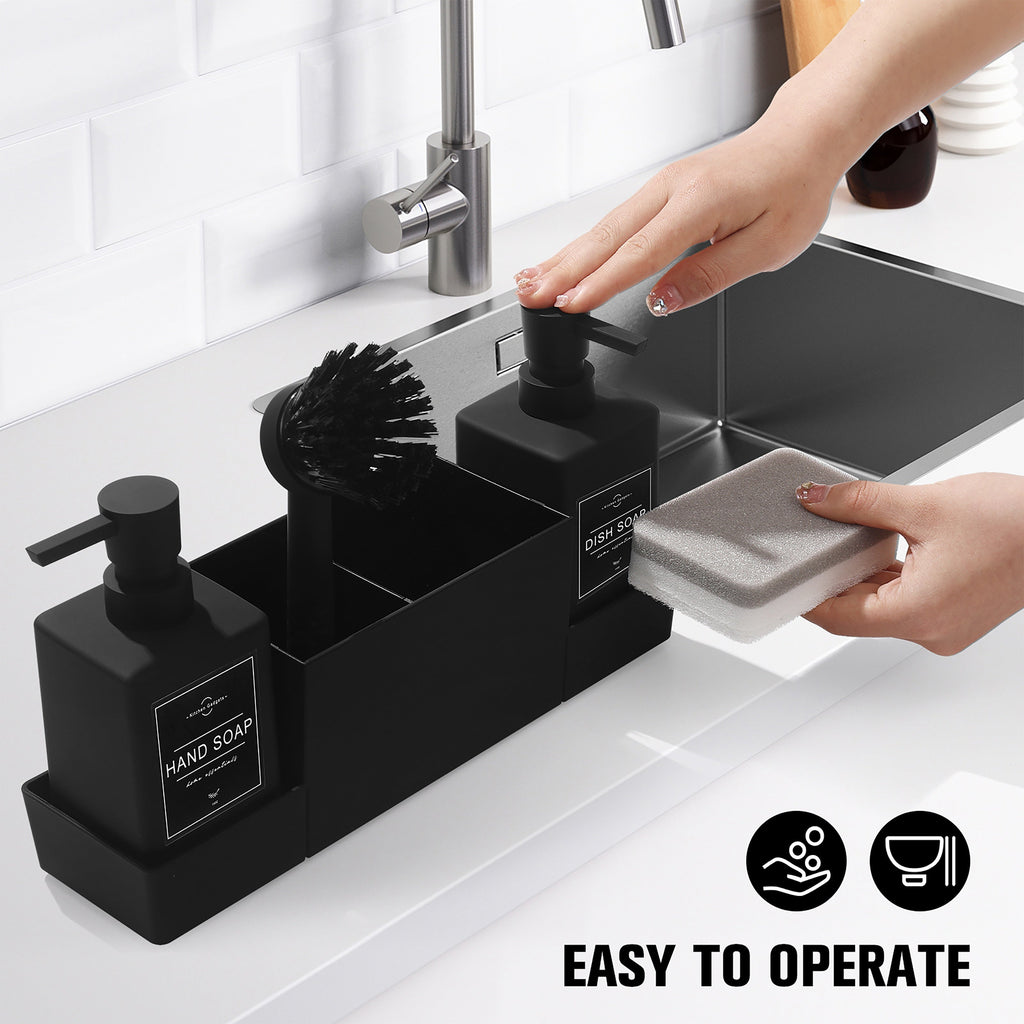 Double Soap Dispenser Set with Sponge Holder-1