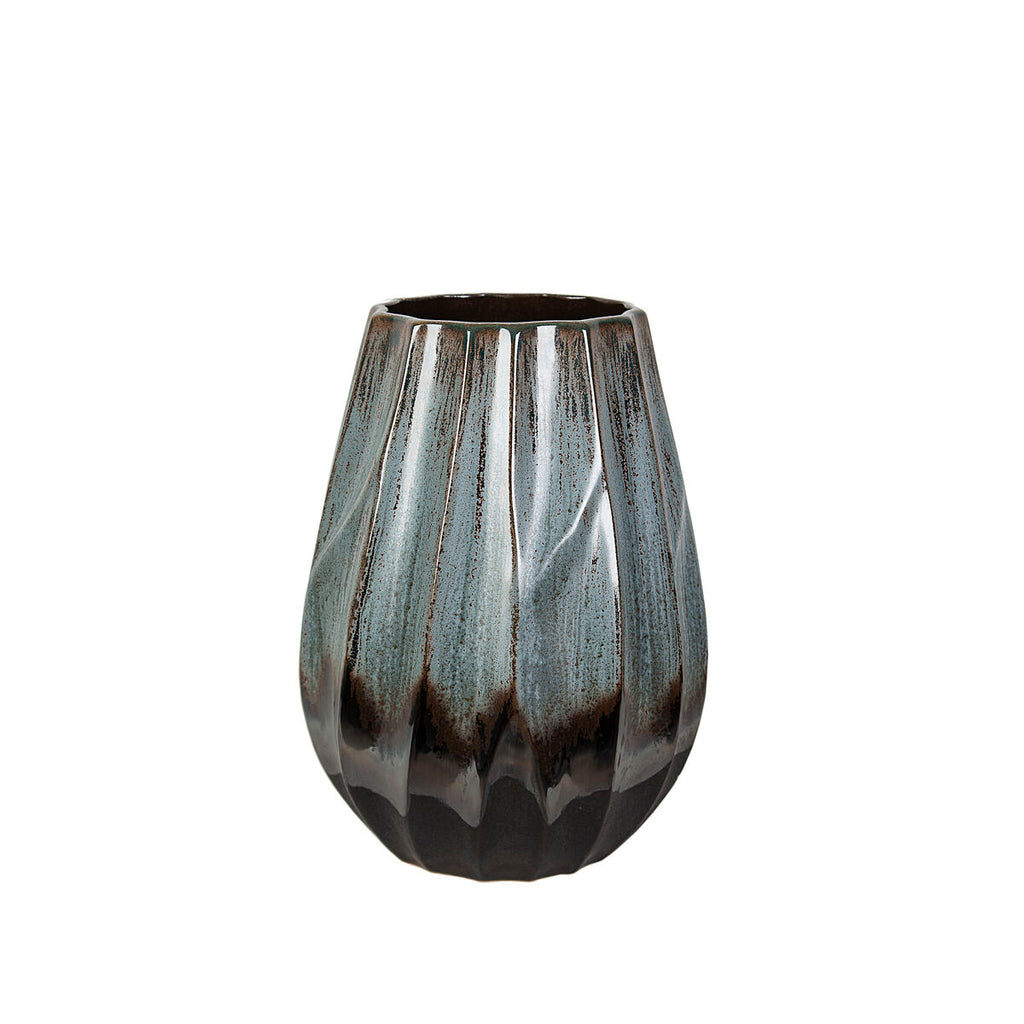 Vase Romimex Blue Black Ceramic-1