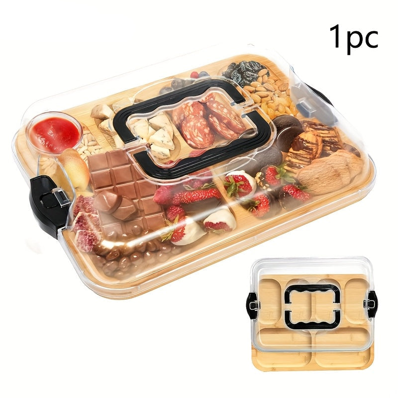Bamboo Cheese Tray with Acrylic Lid-2