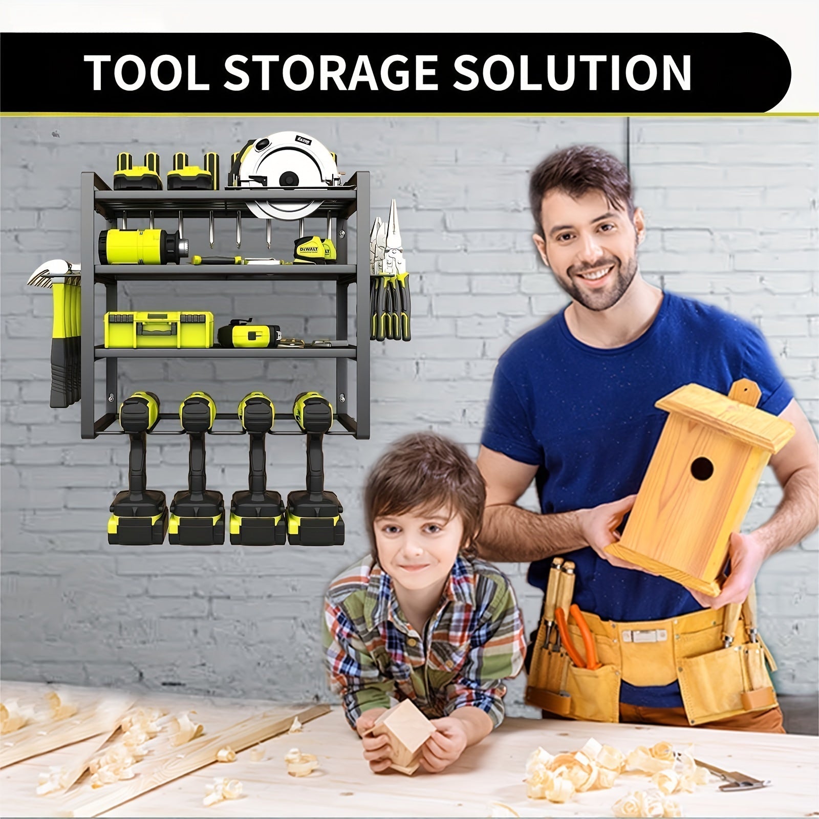 4-Layer Wall Mount Drill Holder Rack Organizer-2