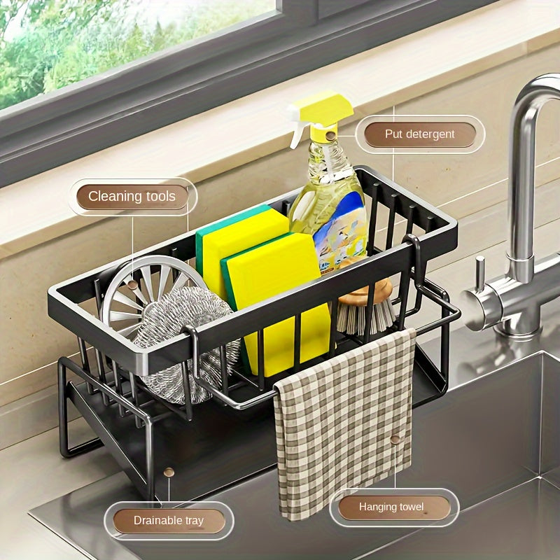 Kitchen Sink Organizer With Dishcloth Holder-3