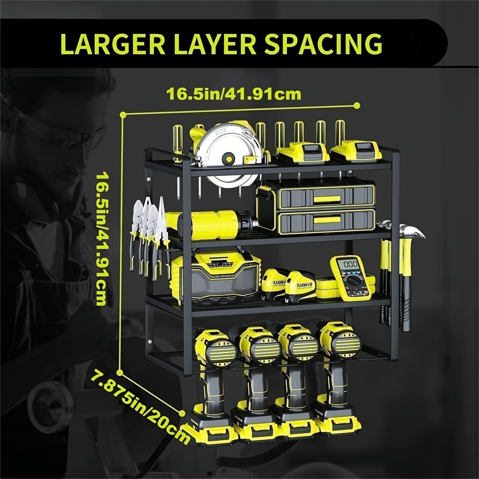 4-Layer Wall Mount Drill Holder Rack Organizer-3