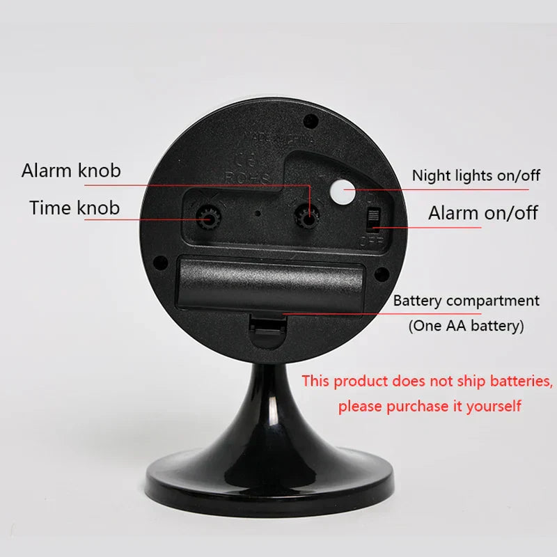 Nordic Vintage Metal Alarm Clock Silent Table Clock with Nightlight Black-1