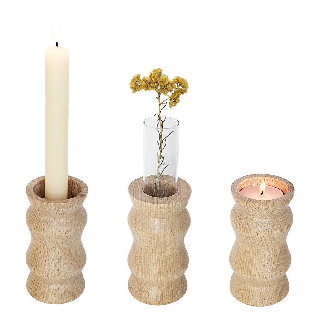 Vira 3 in 1 - Pure Wood I - Candle Holder / Tea Light Holder / Vase-0