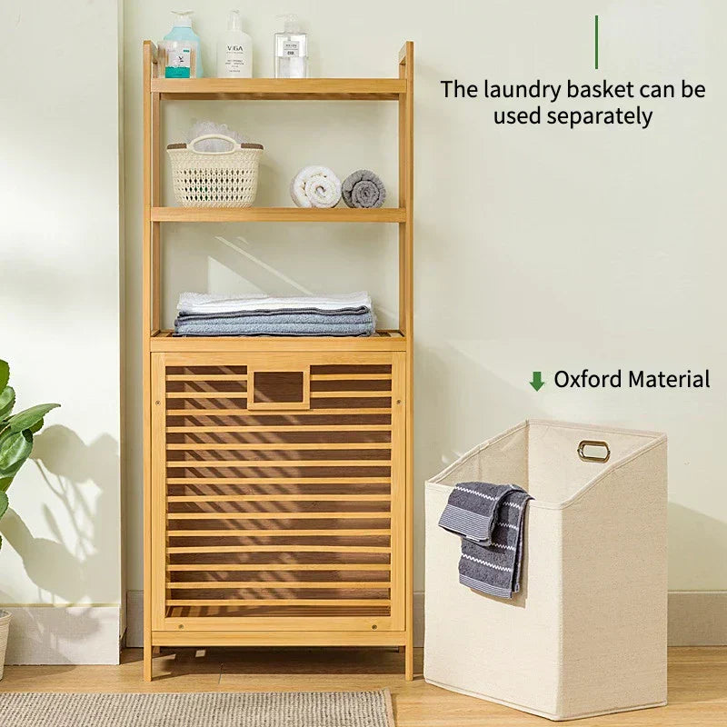 4-Tier Laundry Hamper with Tilt-Out Basket | Bathroom Storage Shelf Organizer-4