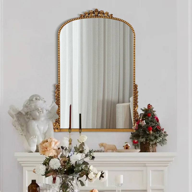 Vintage Antique Wood Arch Frame Art Decor Primrose Mirror Gorgeous Gold Wall Filigree Floor Mirror For Home Living Room