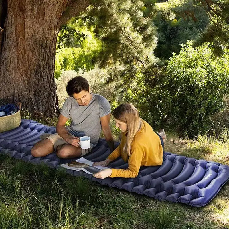 4-Inch Thick Inflatable Camping Sleeping Mat Built-in Pillow And Pump Green-1