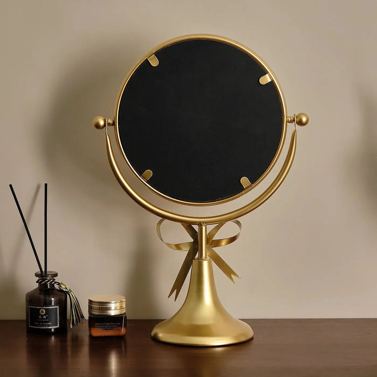 Light Luxury Counter Makeup Mirror Bedroom Desktop Makeup Mirror Decorative Dormitory Retro Mirror Dressing Decor Home