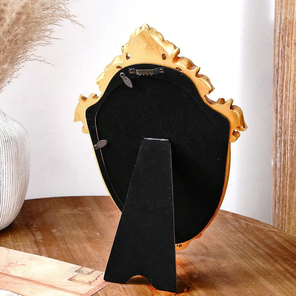 1PC, Resin Material European Classical Style Gold Pattern Special-Shaped Mirror Ornament, Can Be Hung or Placed