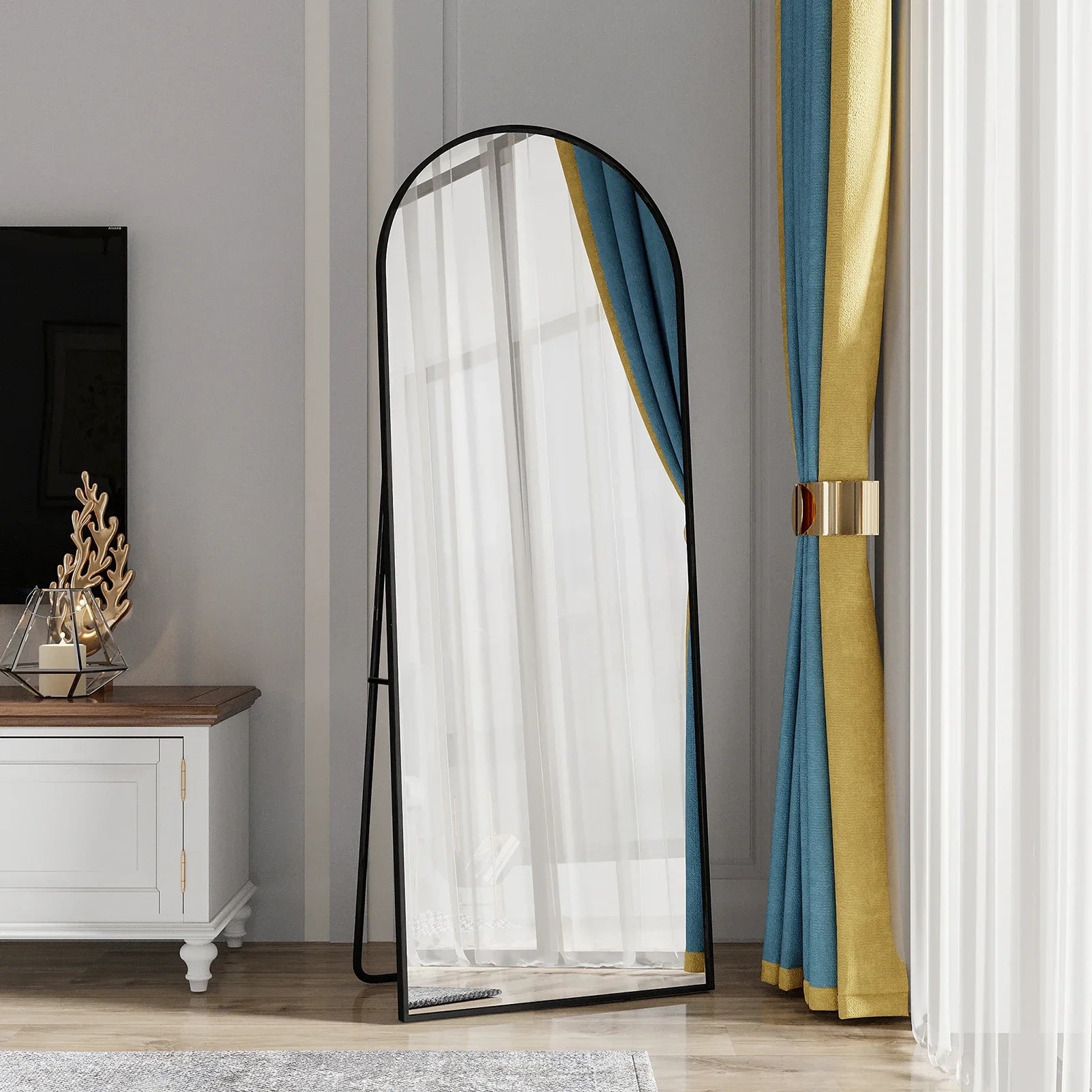 Full Length Mirror,Standing Mirror with Black Frame, Large Wall Mirror for Standing, Leaning or Hanging