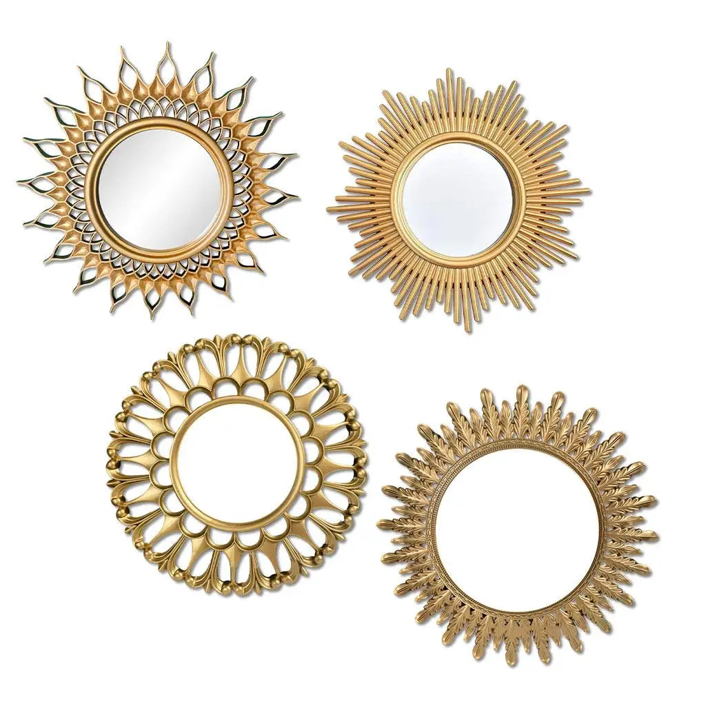 European Style Decorative Round Mirror Plastic Framed Vanity Wall Mirror for Entryways Makeup Room Living Room