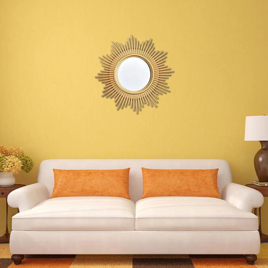 European Style Decorative Round Mirror Plastic Framed Vanity Wall Mirror for Entryways Makeup Room Living Room