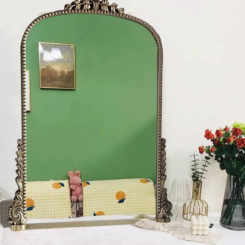Vintage Antique Wood Arch Frame Art Decor Primrose Mirror Gorgeous Gold Wall Filigree Floor Mirror For Home Living Room