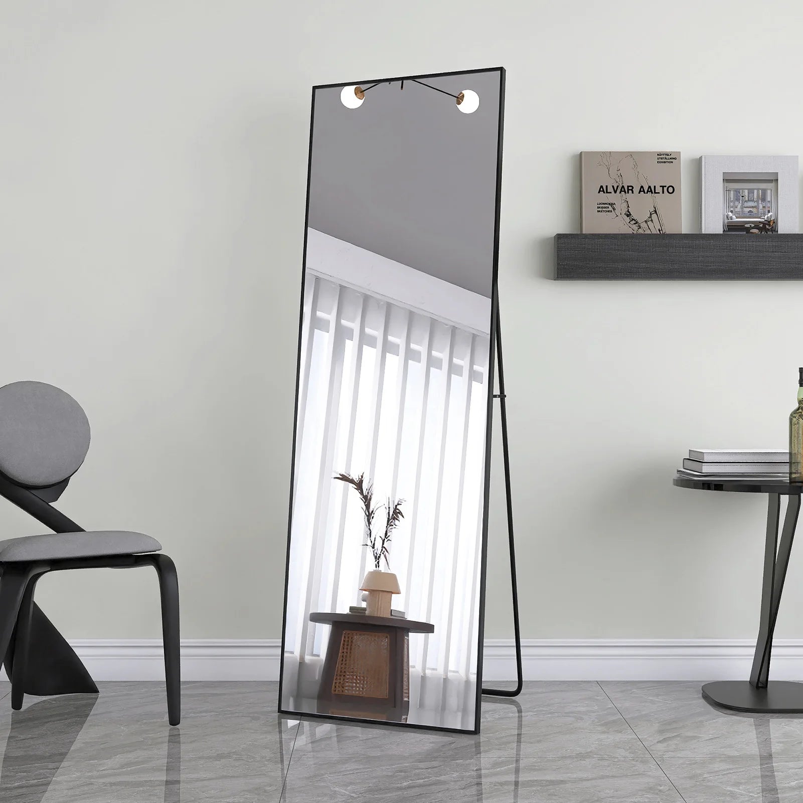 Full Length Mirror,Standing Mirror with Black Frame, Large Wall Mirror for Standing, Leaning or Hanging