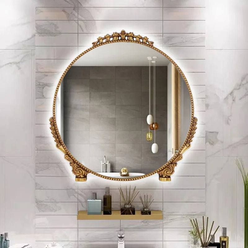 Vintage Antique Wood Arch Frame Art Decor Primrose Mirror Gorgeous Gold Wall Filigree Floor Mirror For Home Living Room