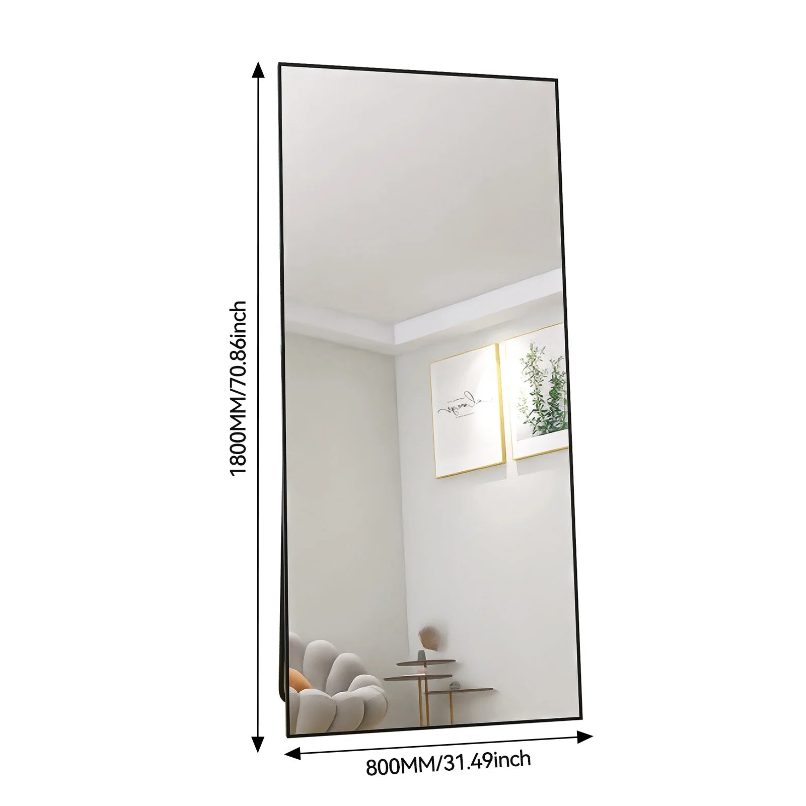 Full Length Mirror,Standing Mirror with Black Frame, Large Wall Mirror for Standing, Leaning or Hanging