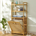 4-Tier Laundry Hamper with Tilt-Out Basket | Bathroom Storage Shelf Organizer-1