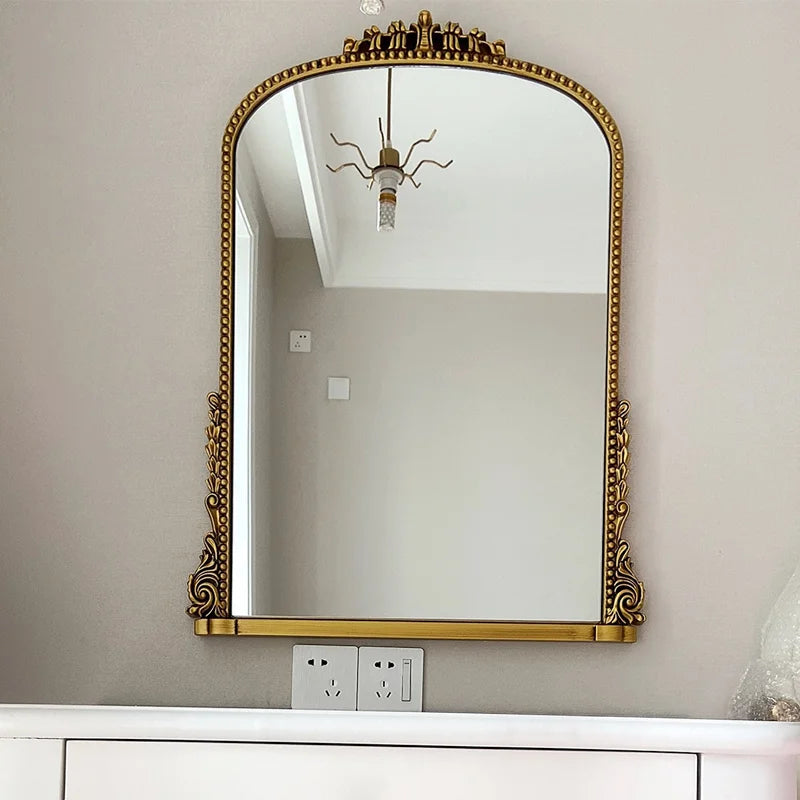 Vintage Antique Wood Arch Frame Art Decor Primrose Mirror Gorgeous Gold Wall Filigree Floor Mirror For Home Living Room