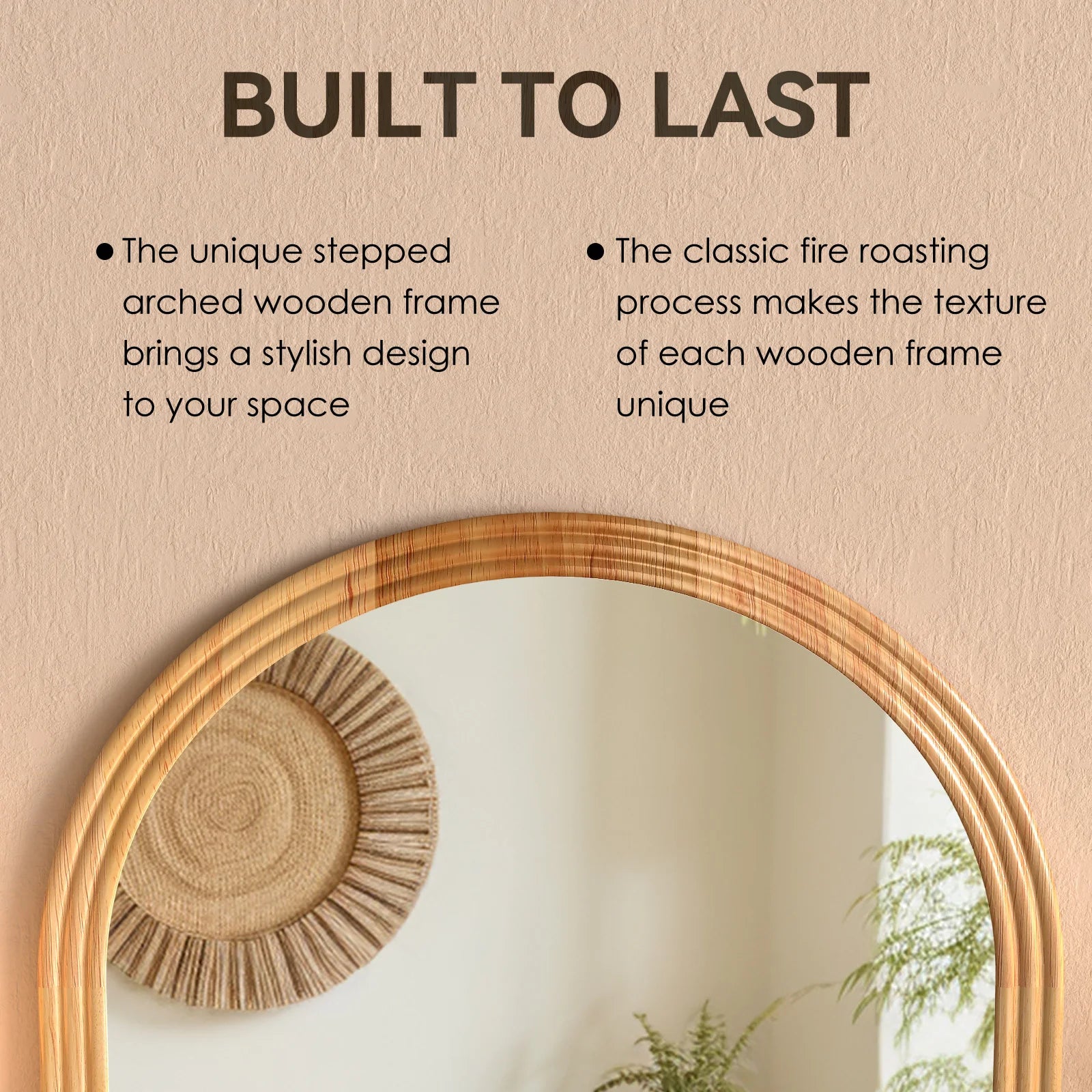 Arc Full Body Mirror 160x50cm Solid Wood frame Wall Mirror Dressing Room Mirror-Brown/Black/White
