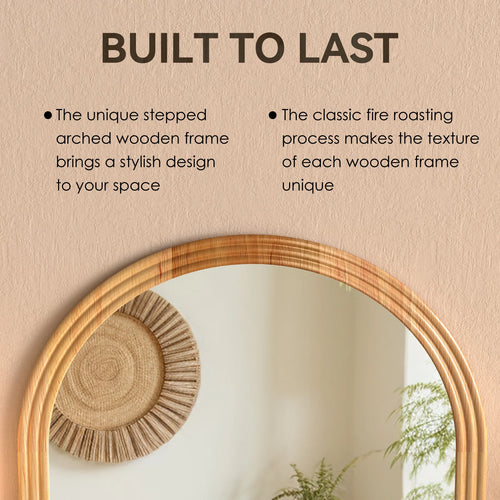 Arc Full Body Mirror 160x50cm Solid Wood frame Wall Mirror Dressing Room Mirror-Brown/Black/White