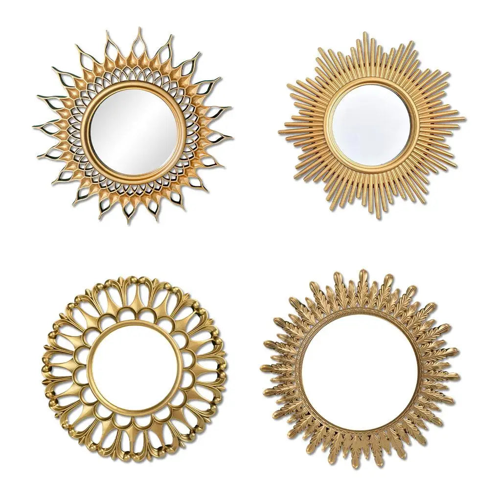 European Style Decorative Round Mirror Plastic Framed Vanity Wall Mirror for Entryways Makeup Room Living Room