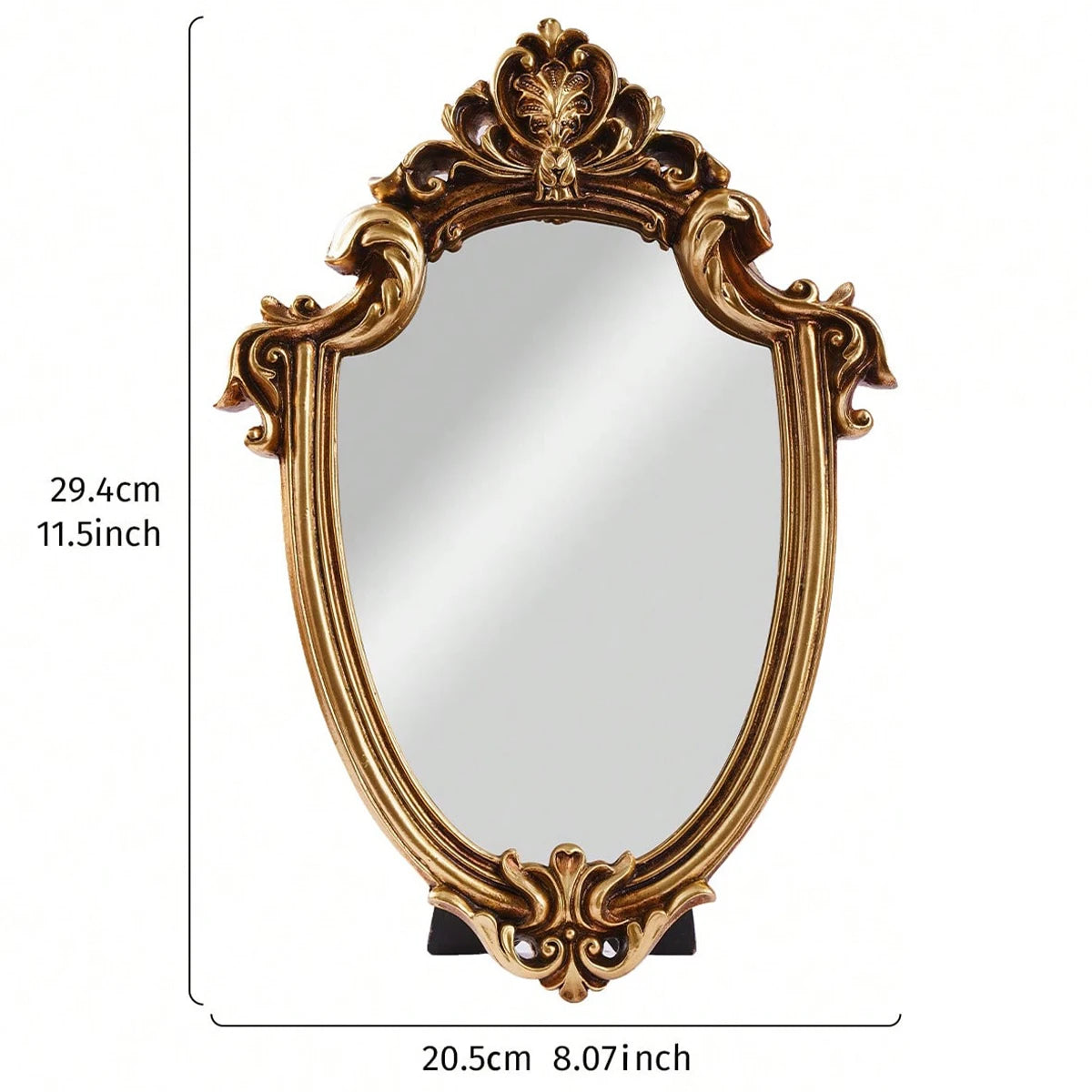 1PC, Resin Material European Classical Style Gold Pattern Special-Shaped Mirror Ornament, Can Be Hung or Placed