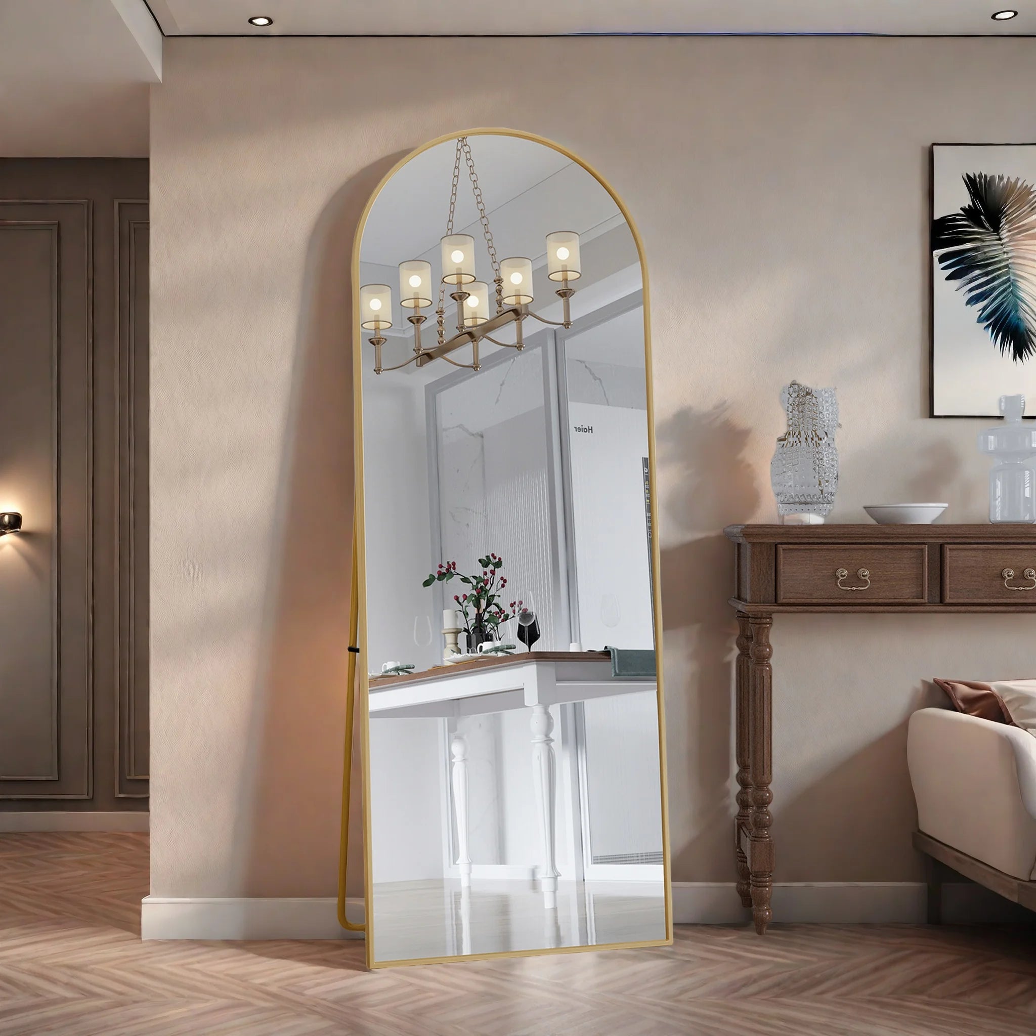 Full Length Mirror,Standing Mirror with Black Frame, Large Wall Mirror for Standing, Leaning or Hanging