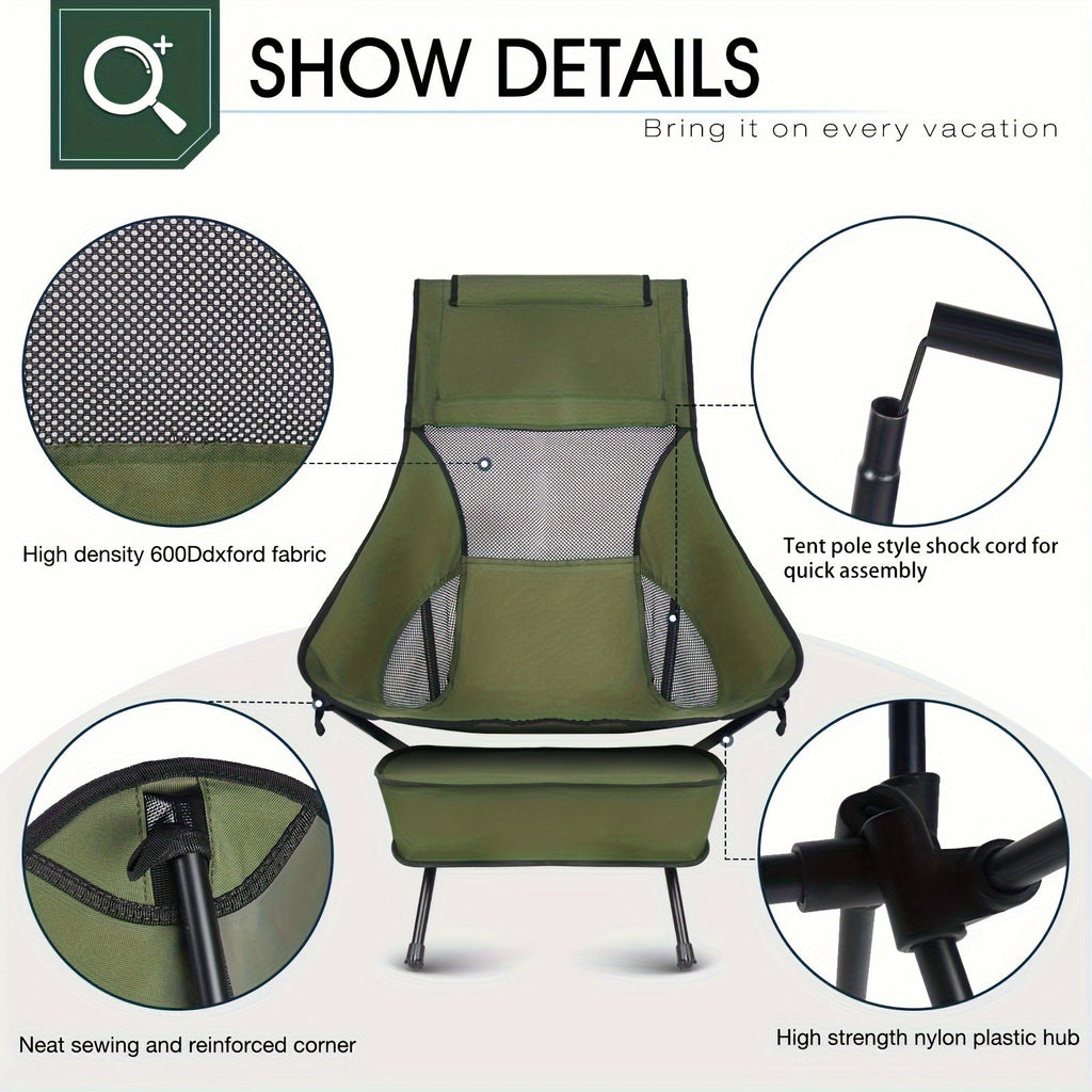 Folding Camping Chair Lightweight High Back Seat-1