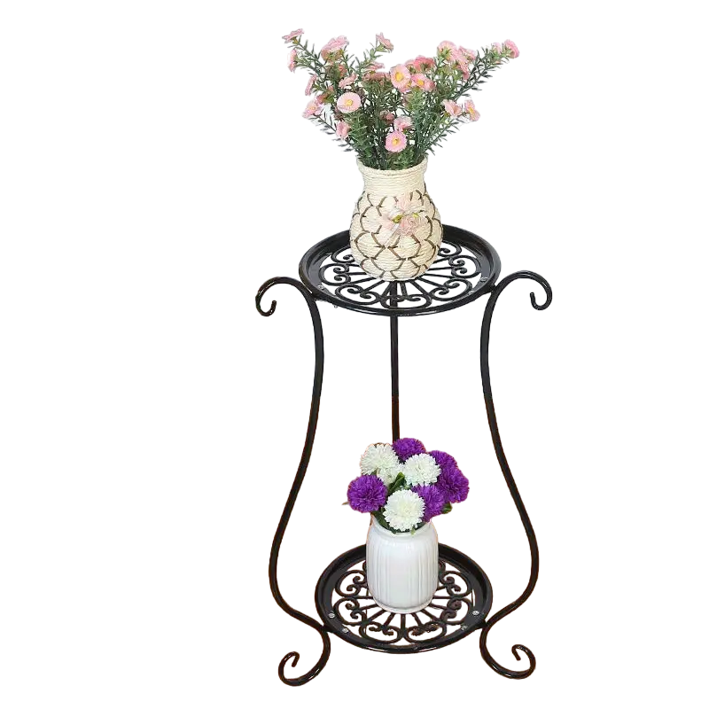 Black European Double-layer Flower Rack-0