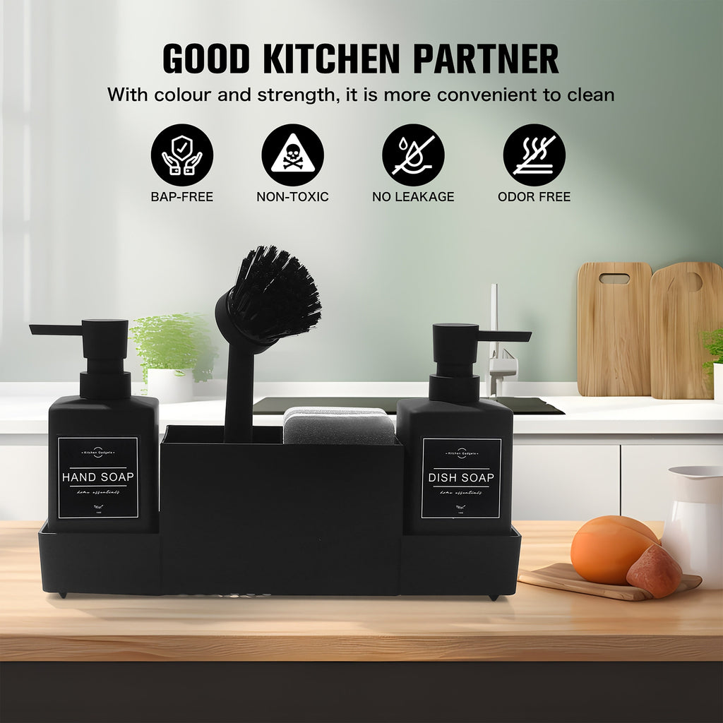 Double Soap Dispenser Set with Sponge Holder-2