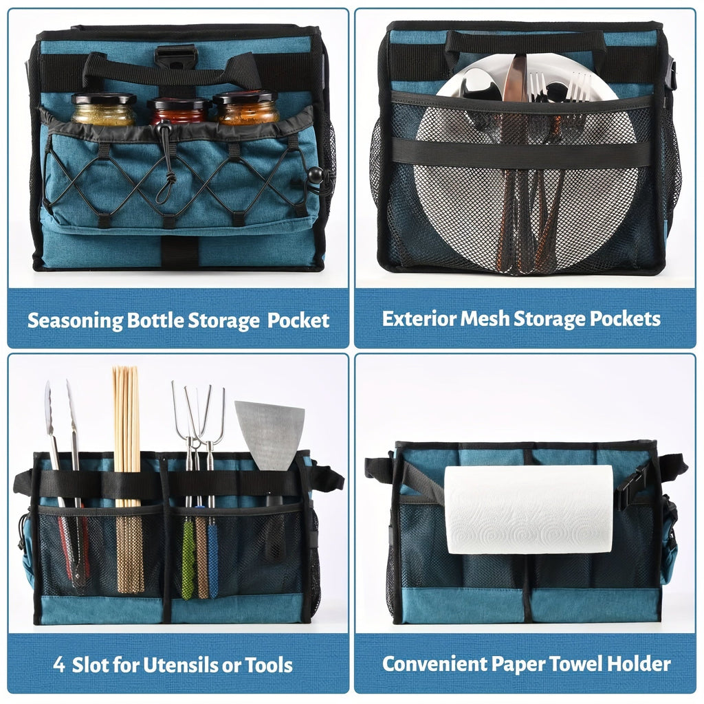 BBQ Grill Caddy with Paper Towel & Condiment Pocket-3