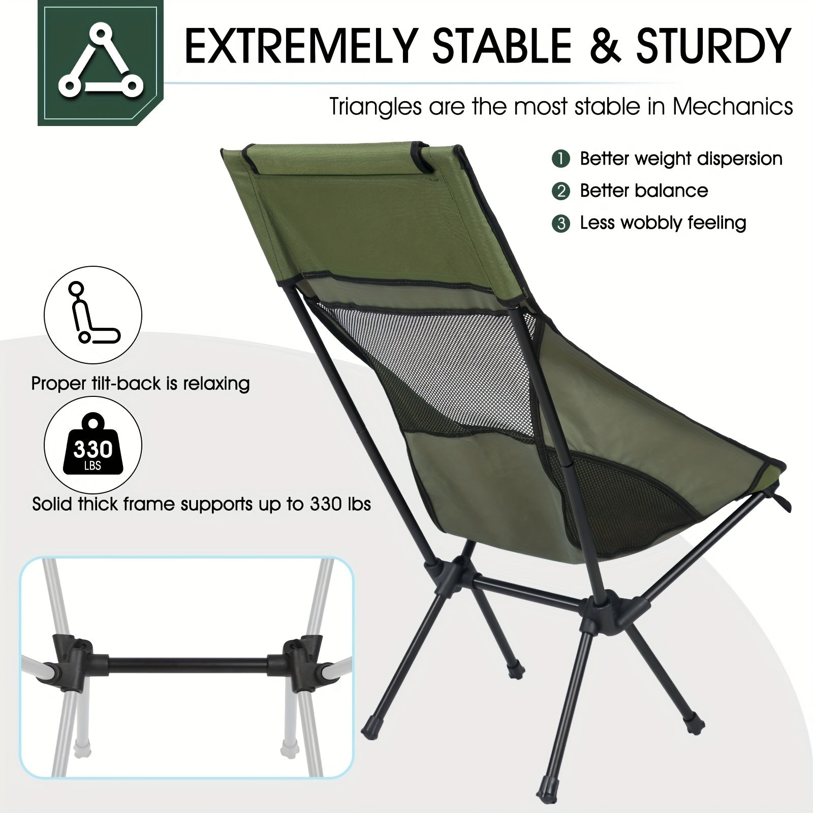Folding Camping Chair Lightweight High Back Seat-2
