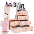 3 Layers Wooden Holder Large Cosmetic Makeup Jewelry Lipsticks Storage Organizer Case Storage Box-0