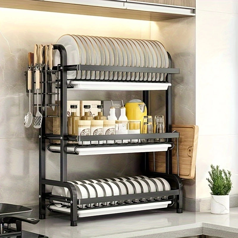 Dish Rack with Utensil & Board Holder (3-Tier)-2
