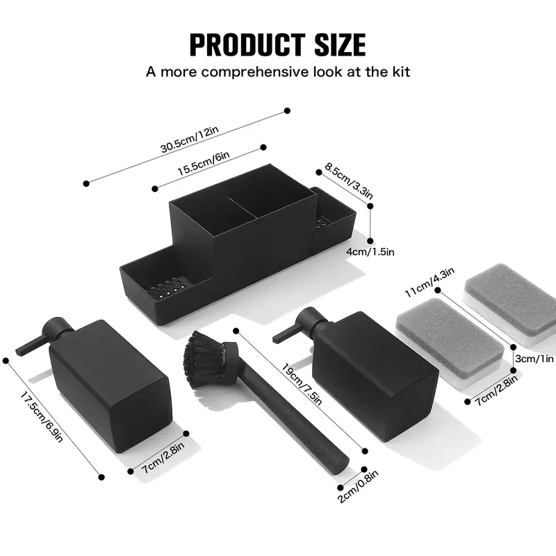 Double Soap Dispenser Set with Sponge Holder-3