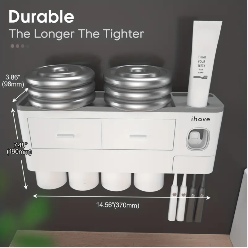 Wall Mounted Toothbrush Holder with Toothpaste Dispenser-3