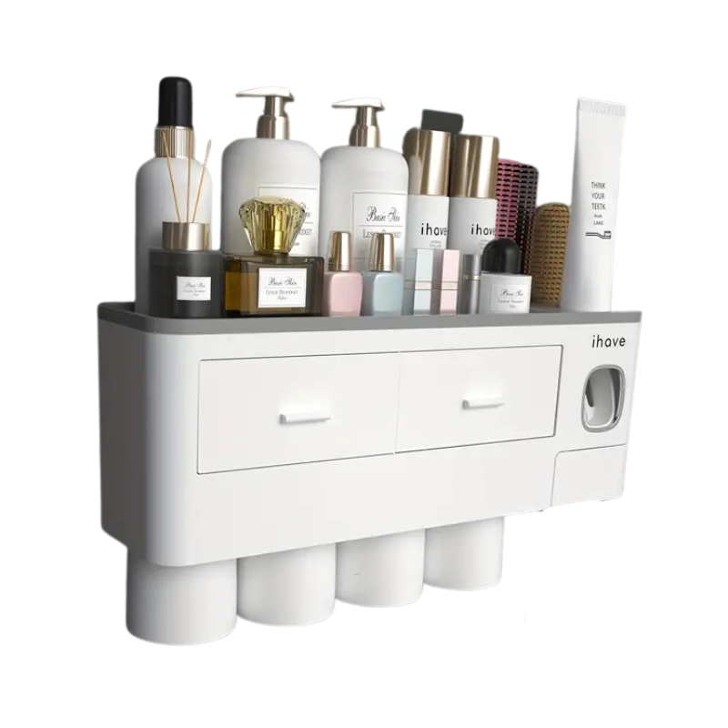 Wall Mounted Toothbrush Holder with Toothpaste Dispenser-0